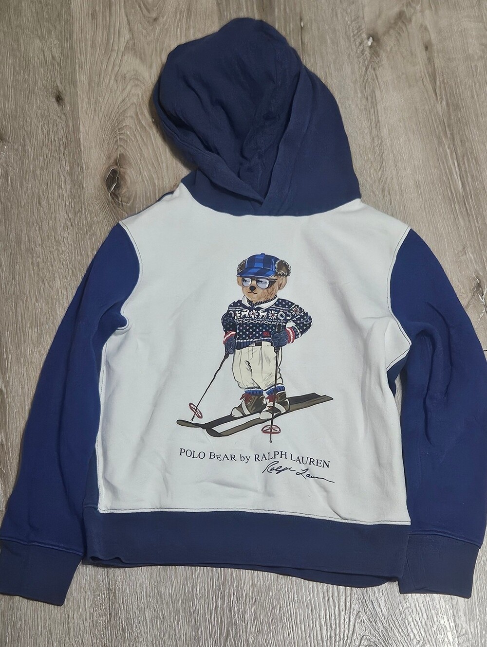 Polo Ralph Lauren Boys Polo Bear Ski Graphic Colorblock Hoodie Sweatshirt Size 8